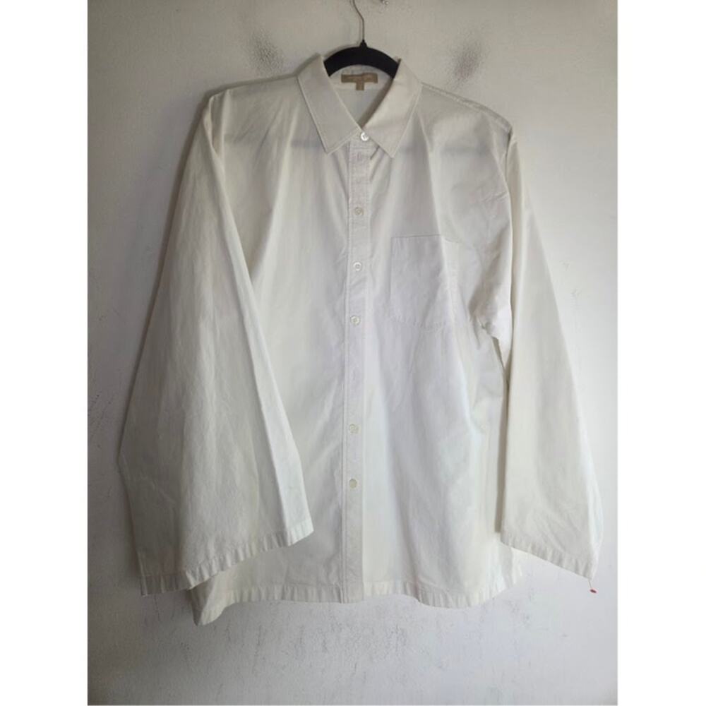 Michael Kors Collection White Button Up 100% Cotton Poplin Oversize Blouse sz 6